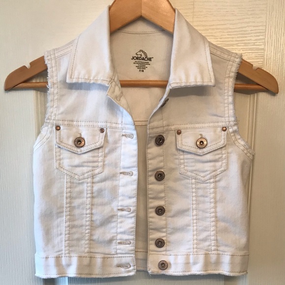 girls white jean vest